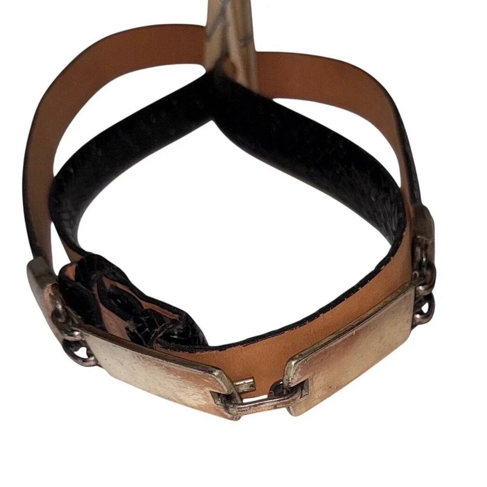 Annabella by Andrea Rose Black Leather Lizard Embossed Skinny Belt Silver 8407
